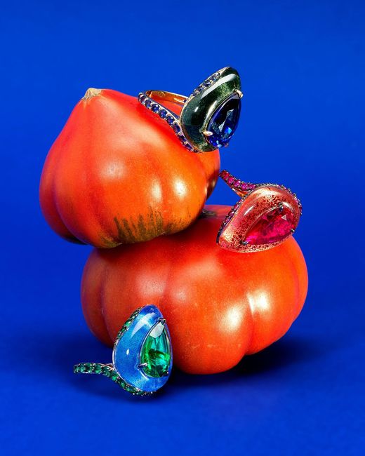 Anabela Chan Blue Emerald & Spirulina Fruit Gem Elixir Ring