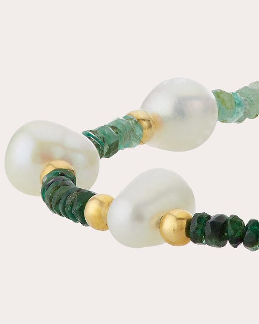 JIA JIA Natural Ombré Emerald & Pearl Beaded Anklet
