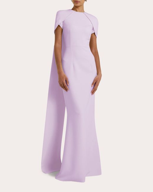 Safiyaa Purple Ginkgo Cape Gown