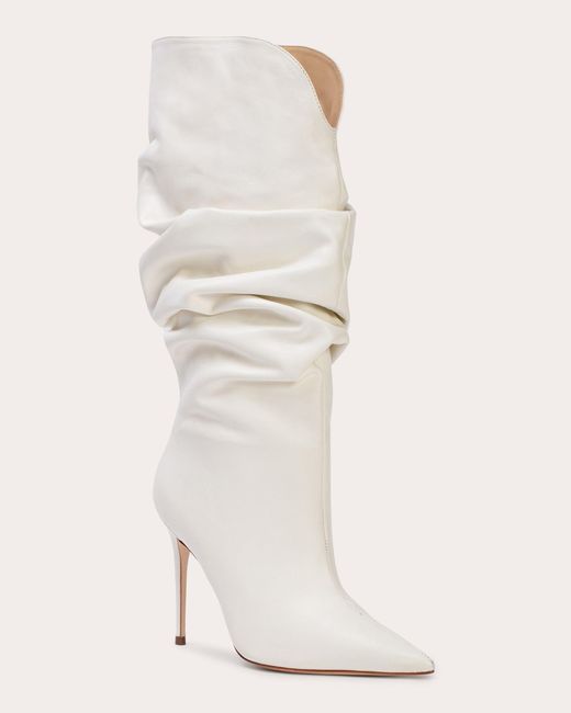 Black Suede Studio White Claudia Slouch Boot