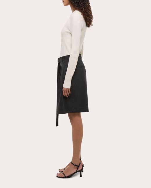 Helmut Lang Natural Twill Double Pleated A-Line Shorts