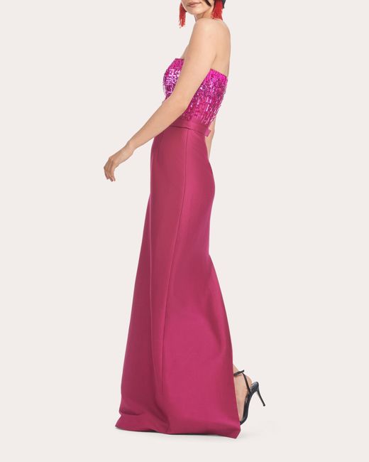 Sachin & Babi Pink Phaedra Sequin-Embellished Stretch-Mikado Gown