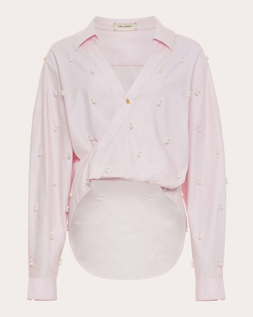 Hellessy Pink Alder Twist-front Pearl Shirt