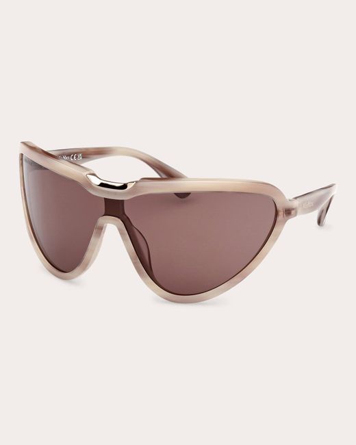 Max Mara Pink Camel Horn Emil Shield Sunglasses
