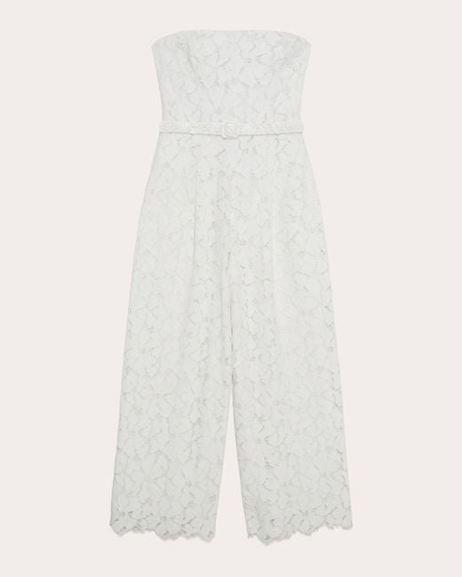 Jonathan Simkhai Women's White Rebecca Floral Lace Strapless Jumpsuit