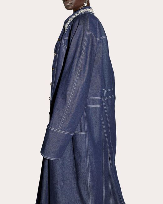 Huishan Zhang Blue Aiden Embellished Denim Coat