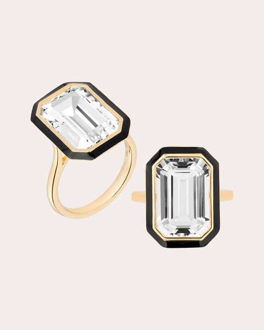 Goshwara Metallic Rock Crystal & Enamel Emerald-cut Ring 18k Gold