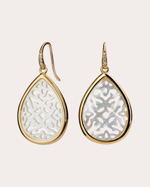 Syna Natural Mother Of Pearl Carved Mogul Drop Earrings