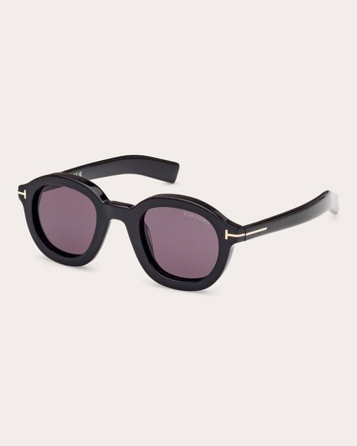 Tom Ford Shiny Raffa Round Sunglasses in Brown | Lyst