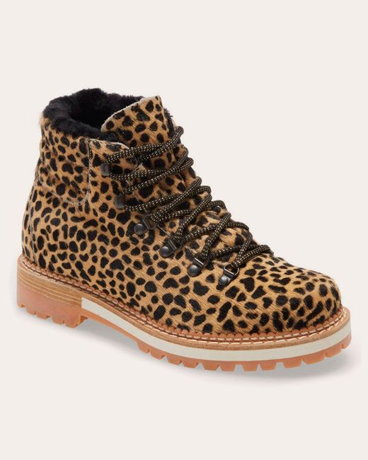 Montelliana Natural Leopard Print Marlena Shearling Boot Rubber