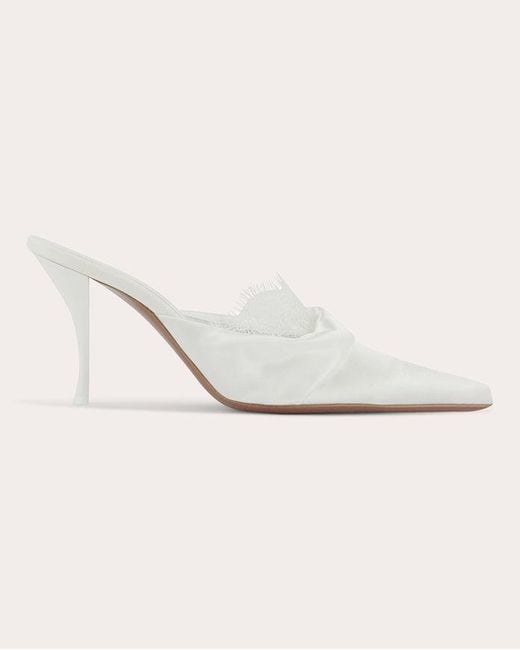 Neous White Naledi 85 Lace-Trimmed Satin Mule