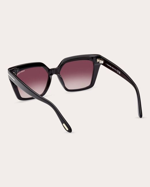 Tom Ford Natural Shiny & Rose Gradient Eco T-logo Cat-eye Sunglasses