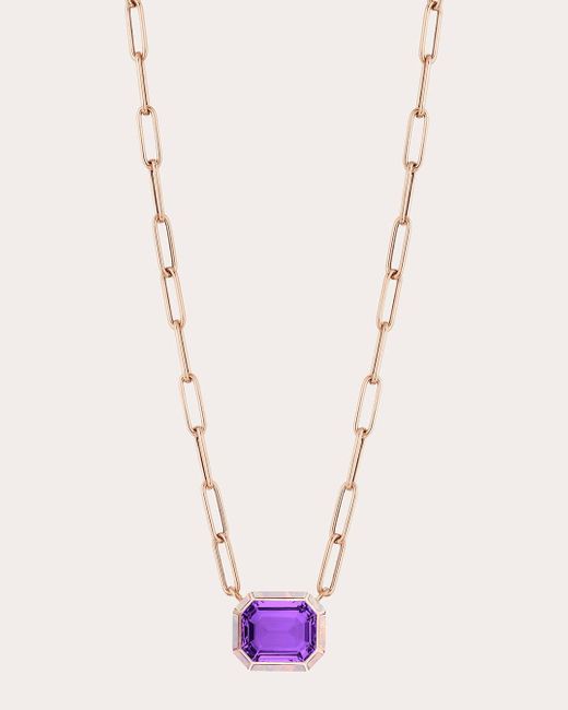 Goshwara Purple Amethyst & Pink Opal Horizontal Pendant Necklace