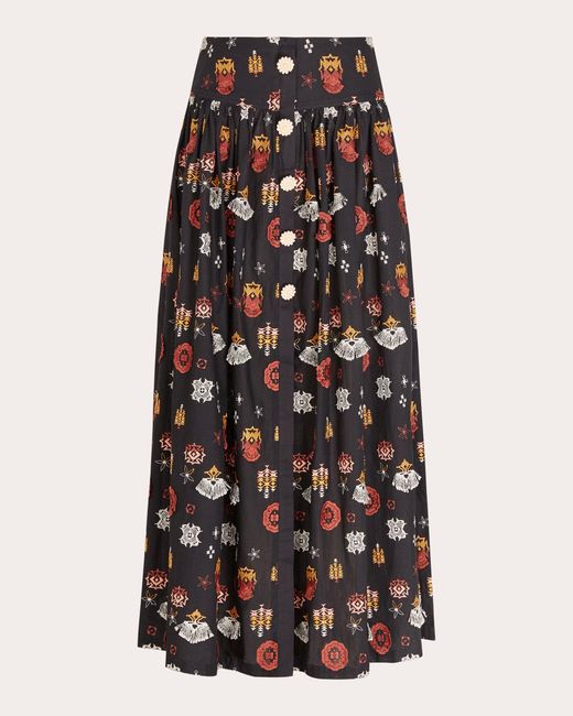 Hayley Menzies Black Hayley Zies Embroidered Gathered Maxi Skirt
