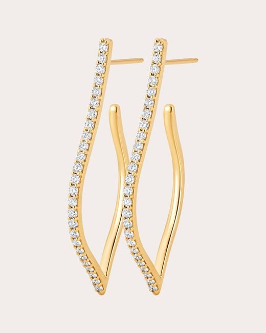 Sara Weinstock Metallic Veena Diamond Elongated Hoop Earrings