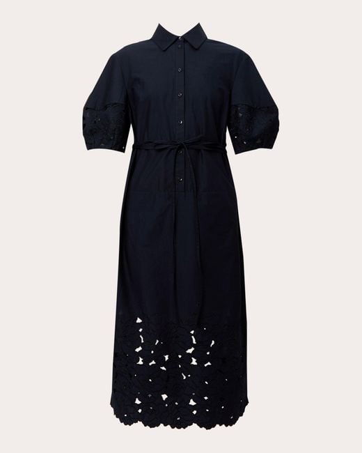 Erdem Blue Short-sleeve Midi Shirt Dress