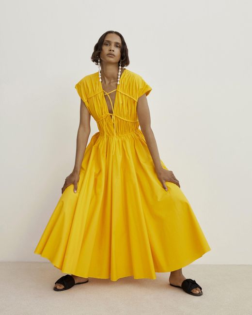 TOVE Yellow Ceres Midi Dress