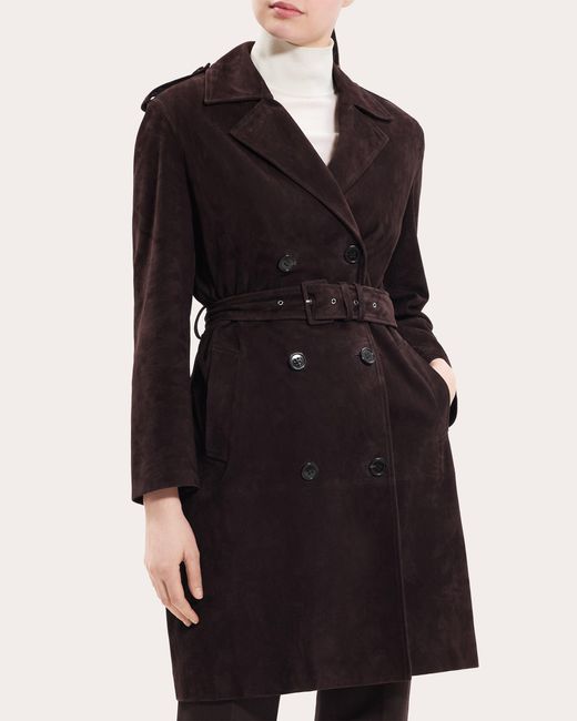 Theory Brown Suede Utility Trench Coat