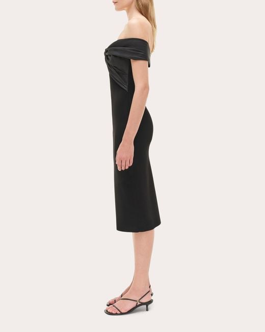 Jonathan Simkhai Black Mia Knotted Knit Jersey And Taffeta Midi Dress