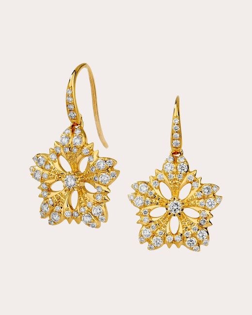 Syna Metallic Diamond Jardin Flower Drop Earrings