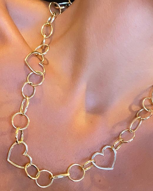 Yvonne Léon Natural Two-tone Maxi Heart Link Necklace