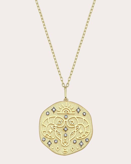 Charms Company Metallic Diamond Aries Zodiac Pendant Necklace