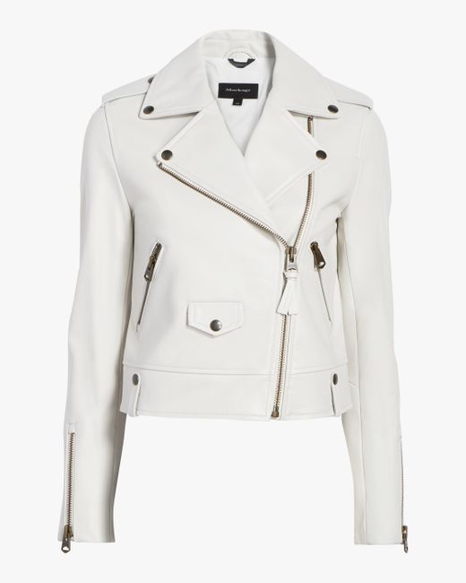 Lyst Mackage Baya Classic Moto Leather Jacket In White Mackage White Baya Classic Moto Leather Jacket Lyst