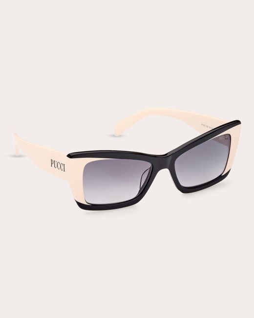 Emilio Pucci Brown Black & White Geometric Sunglasses