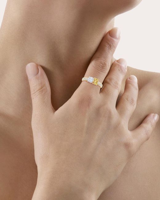 Natori Metallic White & Yellow Diamond Two-stone Ring