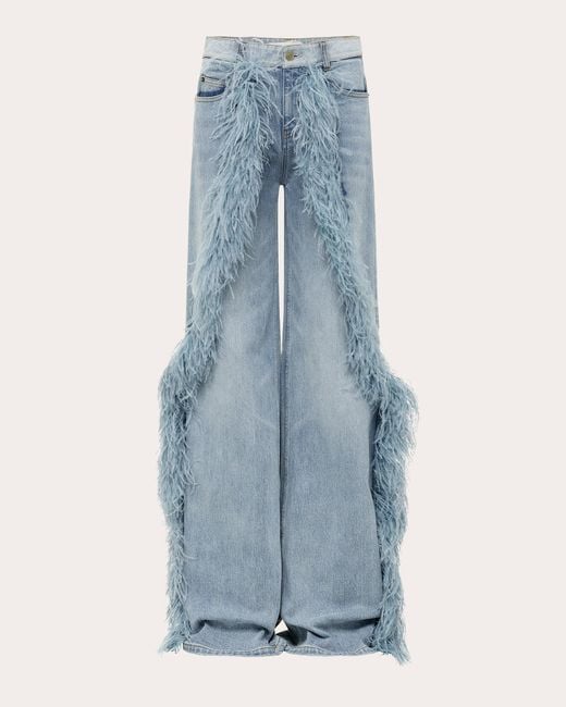 Hellessy Blue Bartlett Feathered Jeans