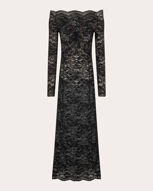 Rabanne Black Lace Off-shoulder Maxi Dress