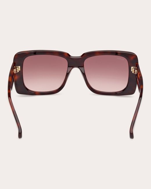 Max Mara Pink Dark Havana Glimpse 3 Rectangular Sunglasses