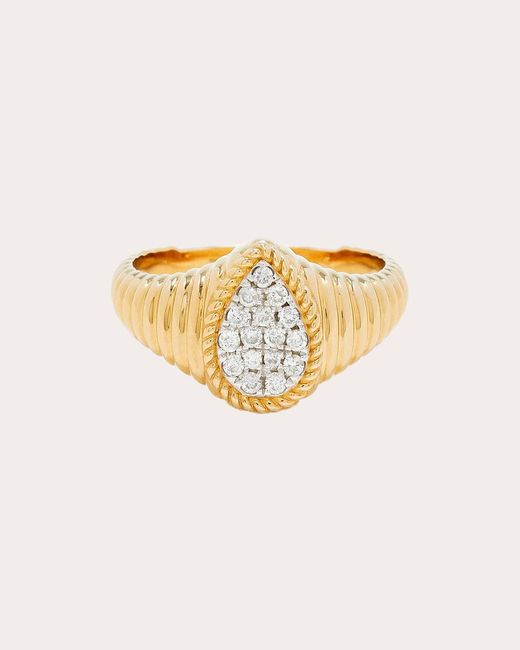 Yvonne Léon Natural Diamond & 9k Pear Berlingot Baby Signet Ring