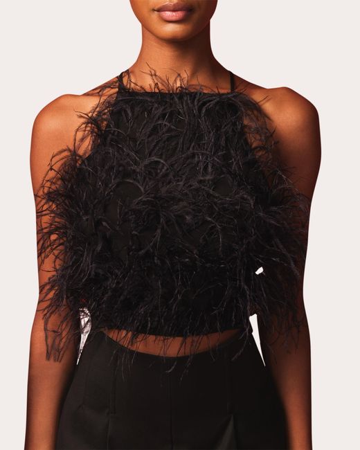 Cult Gaia Black Joey Feather Top