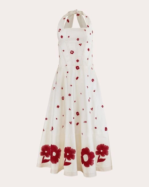 Estefania White Flower Pop Corset Halter Dress