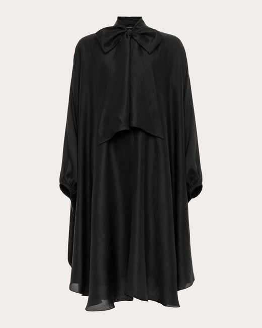 Azeeza Black Emlyn Raw Silk Midi Dress