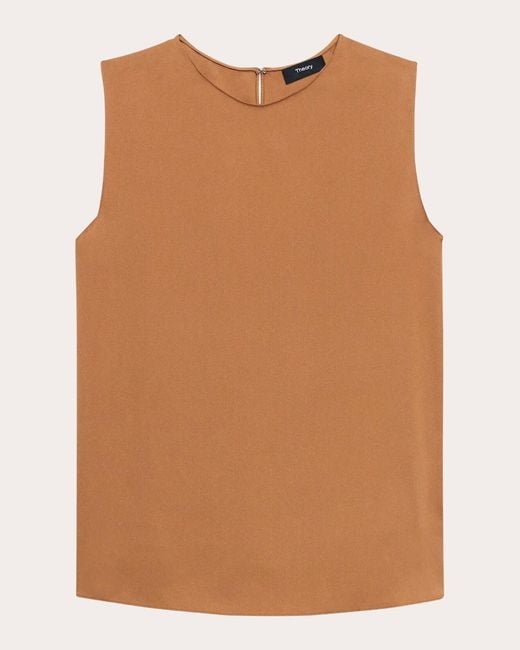 Theory Brown Silk Georgette Shell Top