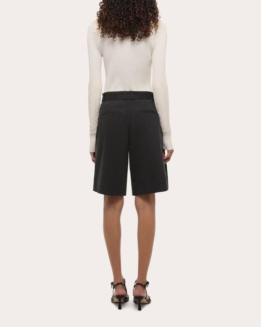 Helmut Lang Natural Twill Double Pleated A-Line Shorts