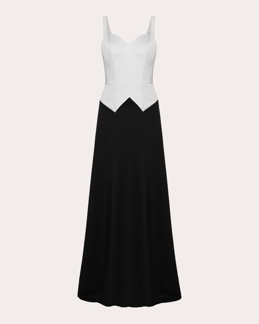 Dalood Black Color Block Satin Maxi Dress