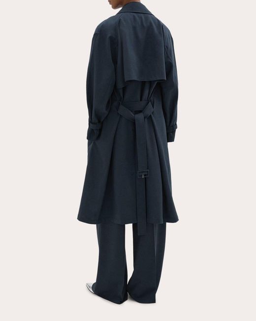 Theory Blue Double-breasted Trench Coat