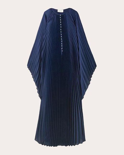 SemSem Blue Crystal Plissé Satin Gown