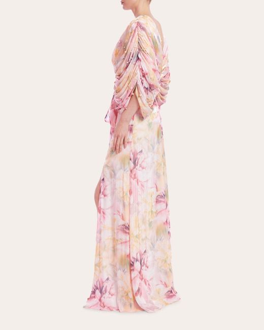 Badgley Mischka Pink Pearl Drape Gown