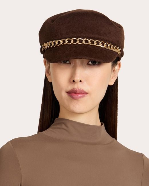Eugenia Kim Brown Marina Wool Chain Cadet Cap