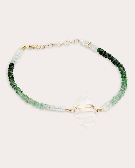JIA JIA Natural Emerald & Crystal Quartz Beaded Charm Bracelet