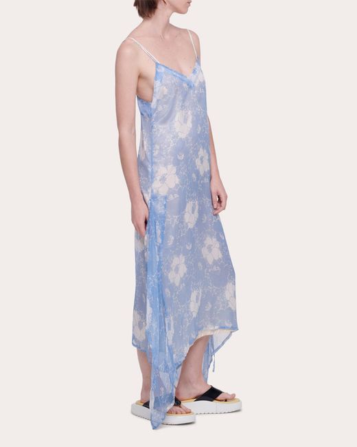 Plan C Blue Silk Sidetail Dress