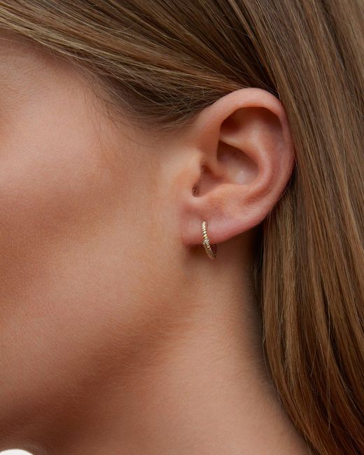 Yvonne Léon Natural Diamond & Two-tone Torsades Mini Hoop Earrings