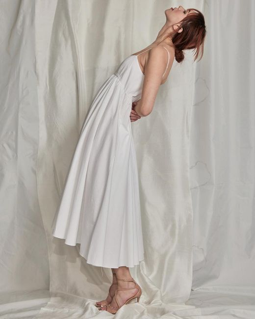 Azeeza White Rachel Poplin Midi Dress