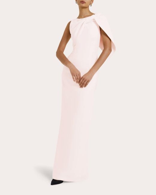 Safiyaa Pink Serendipity Asymmetric Cape Gown