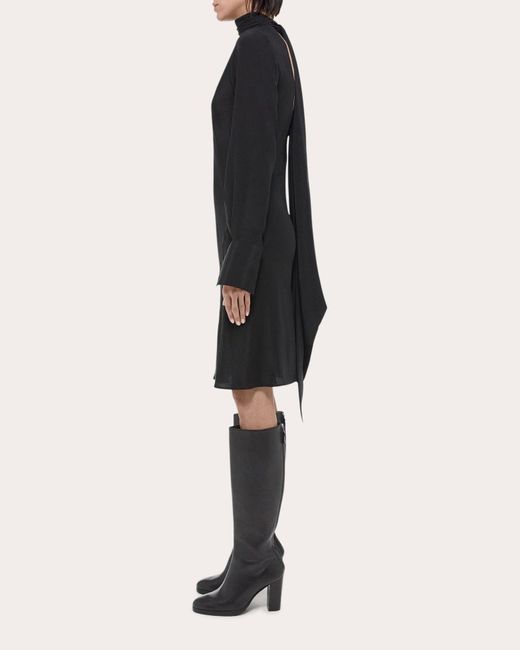 Helmut Lang Black Scarf Silk Dress