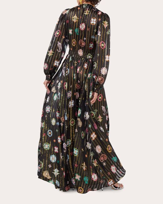 Hayley Menzies Black Hayley Zies Silk Lurex Volume Maxi Dress